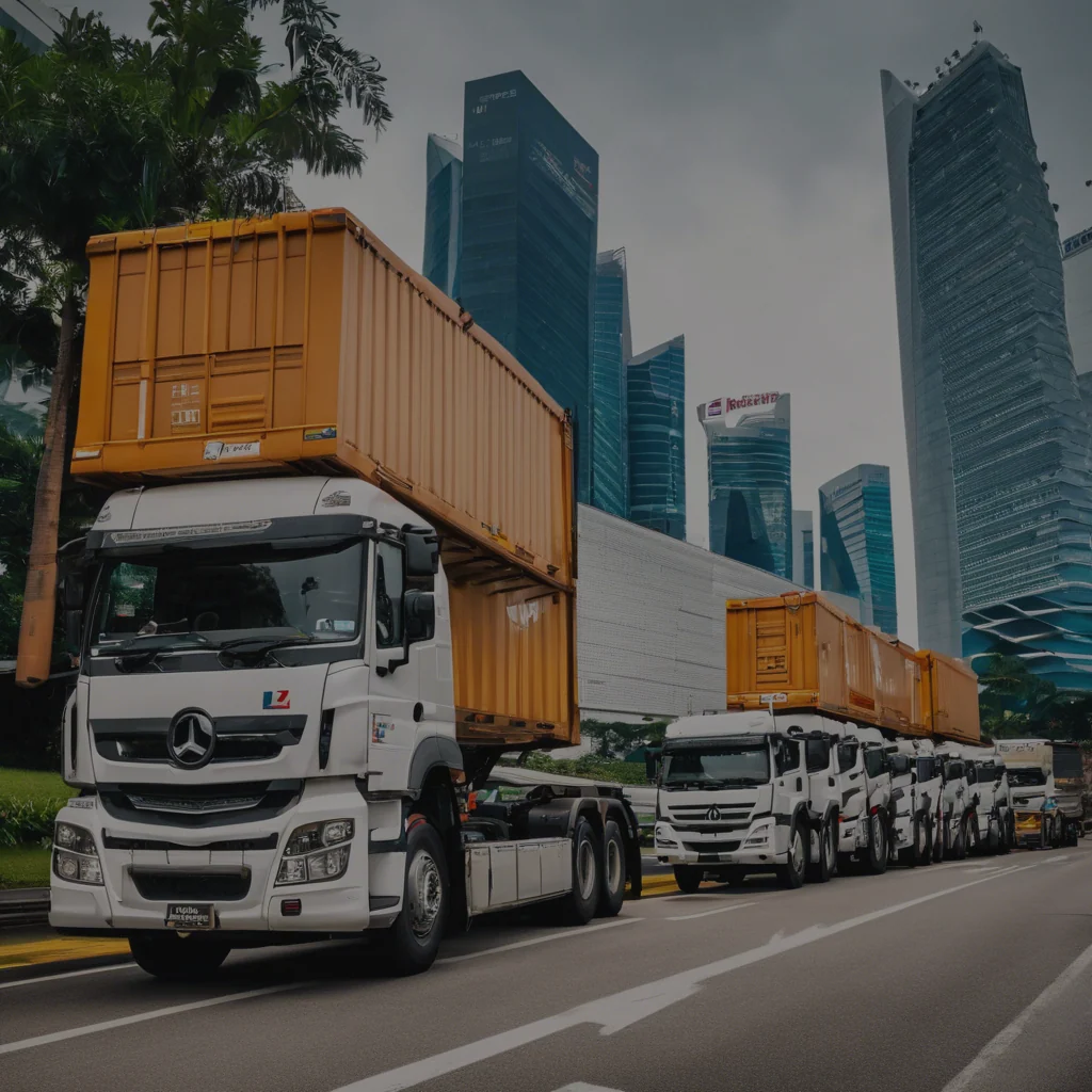 logistics trucks line up in singapore_ed